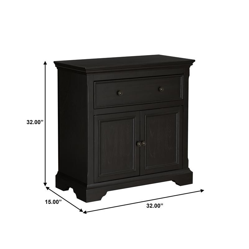 Two Door One Drawer Console in Antique Black