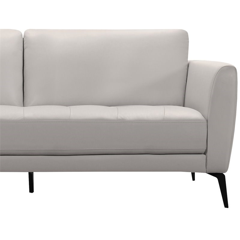 Natural Greige Leather Sofa in Dove Gray