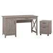 Bush Furniture Key West 54W Computer Desk with Storage and File Cabinet in Gray