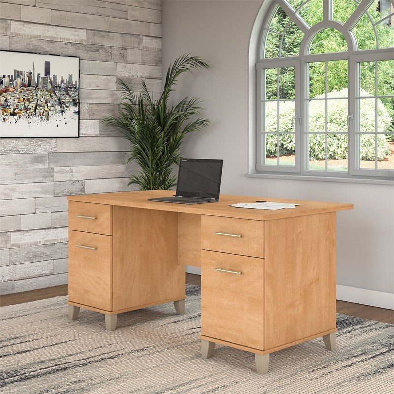 Bush Furniture Somerset 60W Office Desk in Maple Cross