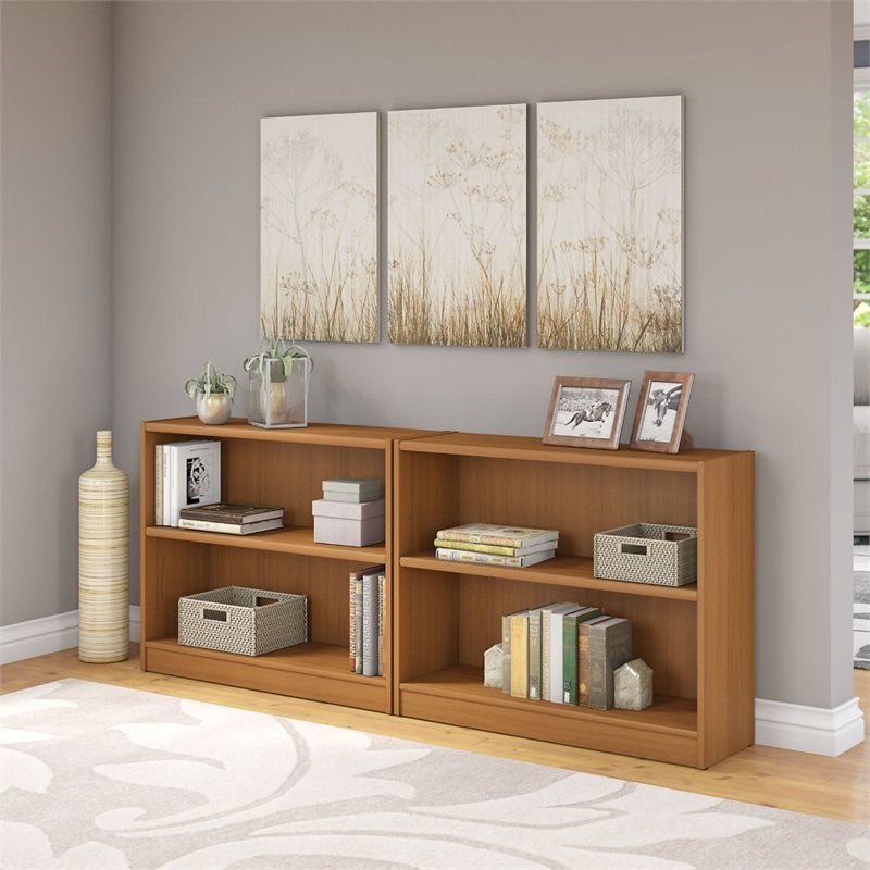 bush furniture universal 2 shelf bookcase in royal oak (set of 2) ub001ro