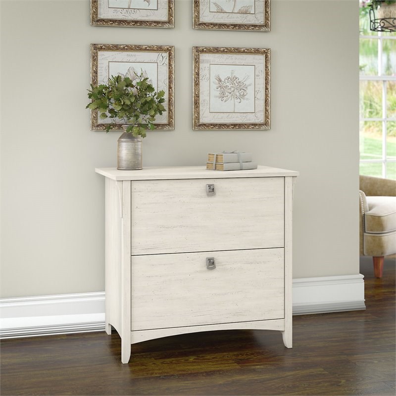 Salinas 2 Drawer Lateral File Cabinet in Antique White - Engineered Wood