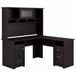 Cabot L Shaped Desk with Hutch in Espresso Oak - Engineered Wood