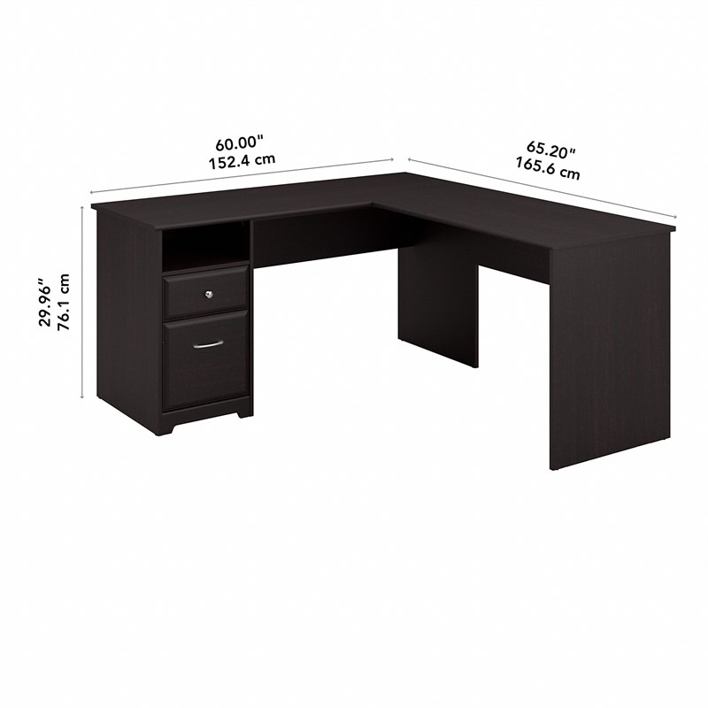 Cabot 60W L Shaped Desk with Drawers in Espresso Oak - Engineered Wood