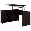 Cabot 52W 3 Position Sit to Stand Corner-Bookshelf Desk in Espresso  - Eng Wood