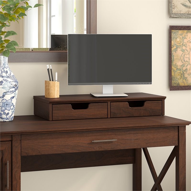 Bush Furniture Key West Desktop Organizer with Drawers in Bing Cherry