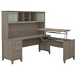 Bush Furniture Somerset 72W 3 Position Sit Stand L Shaped Desk with Hutch