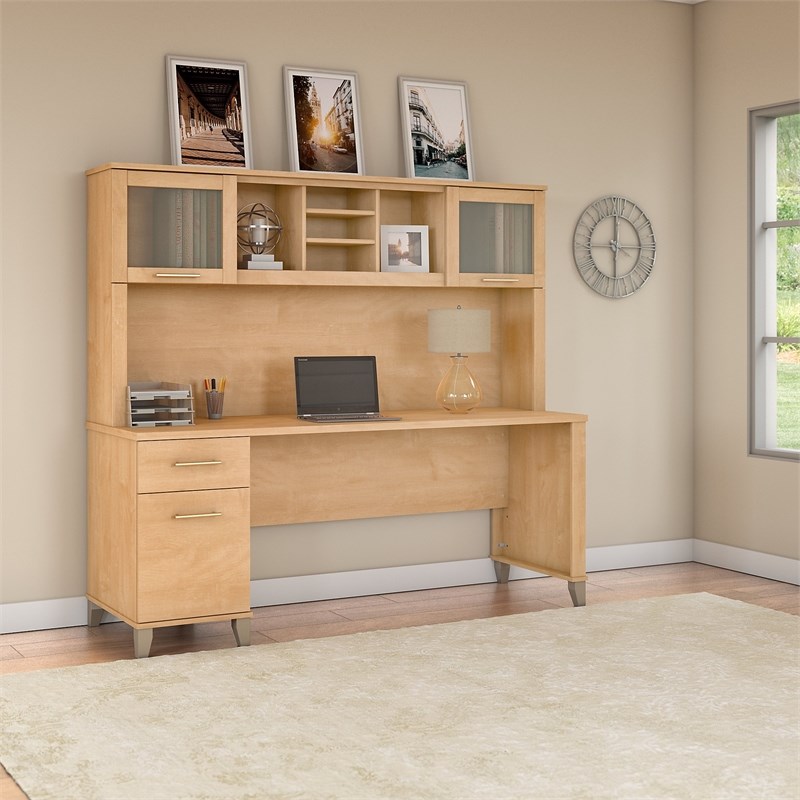 Bush Furniture Somerset 72w Office Desk With Hutch In Maple Cross Homesquare 0402