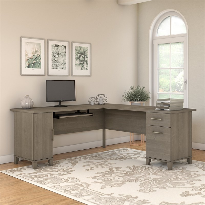 Bush Furniture Somerset 72W L Shaped Desk in Ash Gray - Engineered Wood