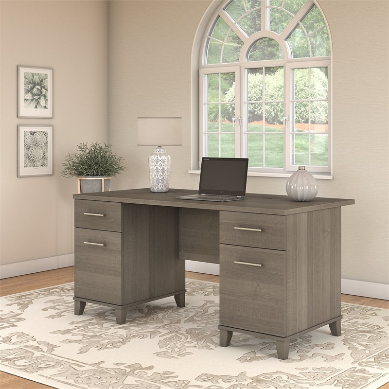 Bush Furniture Somerset 60W Office Desk in Ash Gray - Engineered Wood