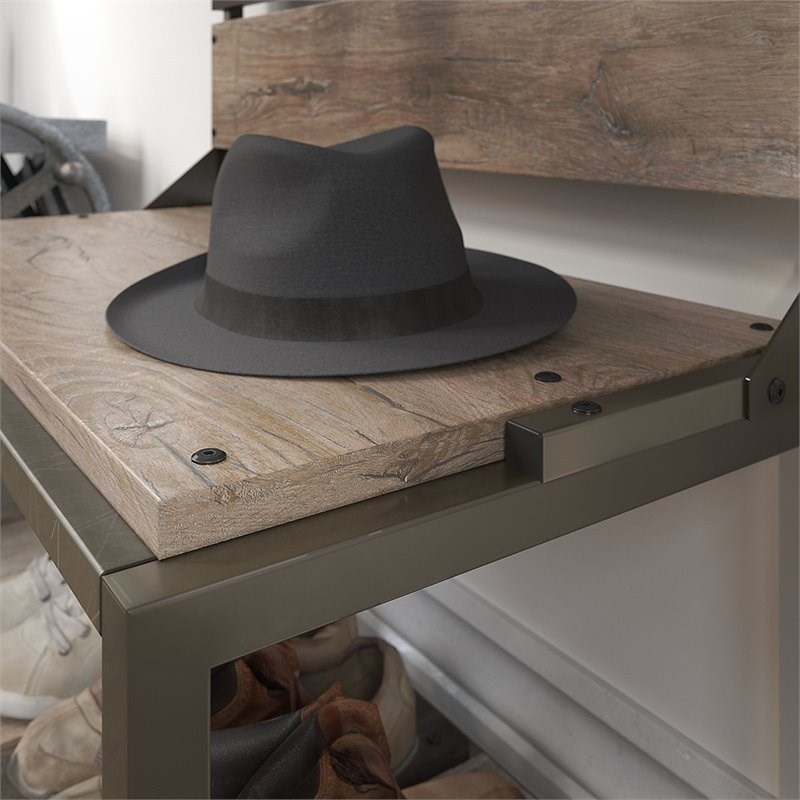 Refinery Shoe Storage Bench in Rustic Gray - Engineered Wood