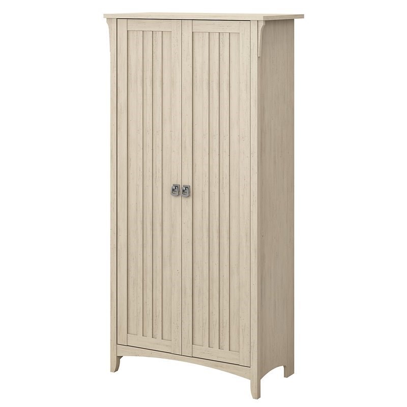 Bush Furniture Salinas Tall Storage Cabinet with Doors in Antique White