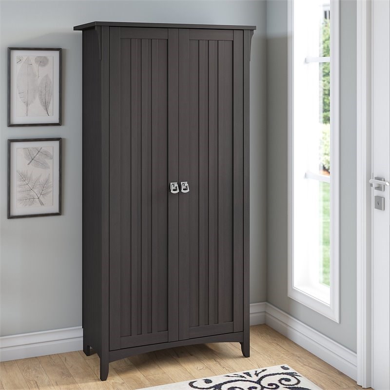 Bush Furniture Salinas Tall Storage with Doors in Vintage Black