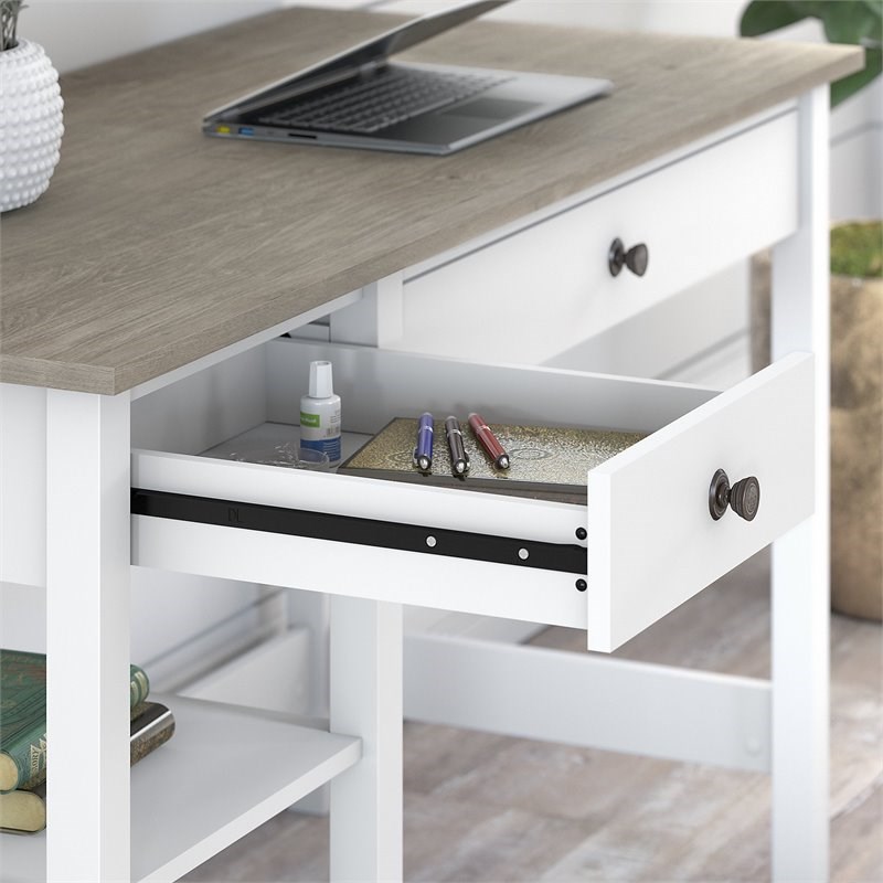 Mayfield 54W Computer Desk w Drawers in Shiplap Gray/White - Engineered Wood