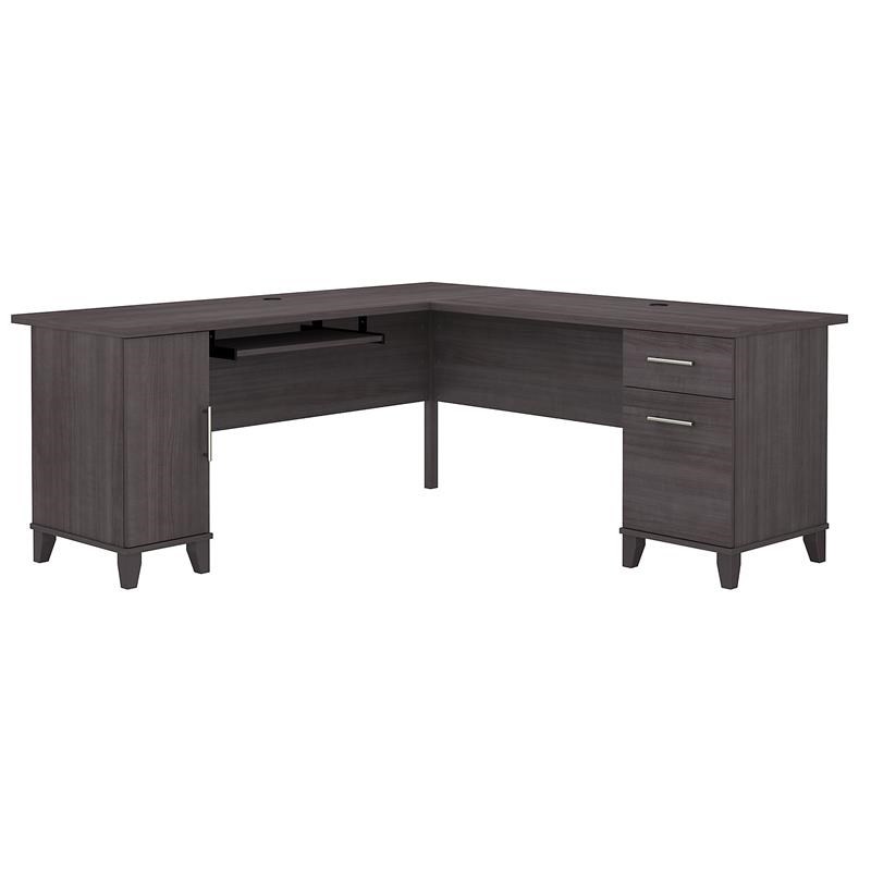Bush Furniture Somerset 72W L Shaped Desk with Storage in Storm Gray