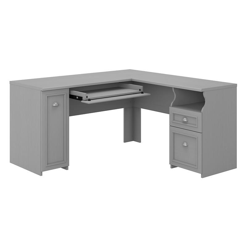 Bush Furniture Fairview 60W L Shaped Desk with Storage in Cape Cod Gray
