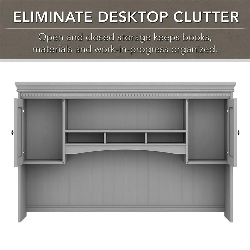 Fairview 60W Hutch for L Shaped Desk in Cape Cod Gray - Engineered Wood