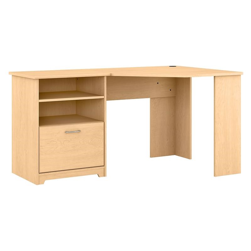 Cabot 60W Corner Desk with Storage in Natural Maple - Engineered Wood