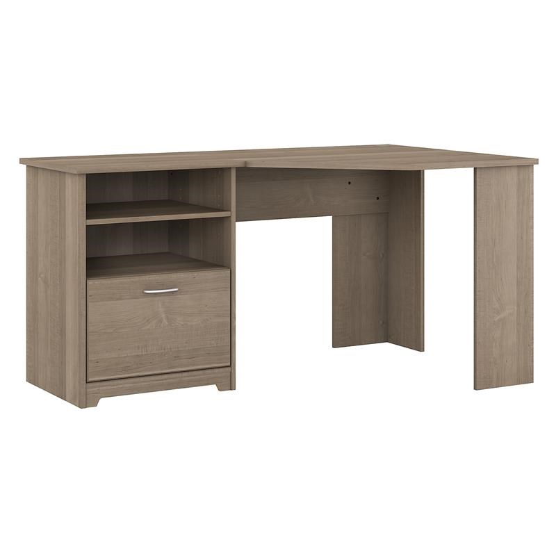 Bush Furniture Cabot 60W Corner Desk with Storage in Ash Gray