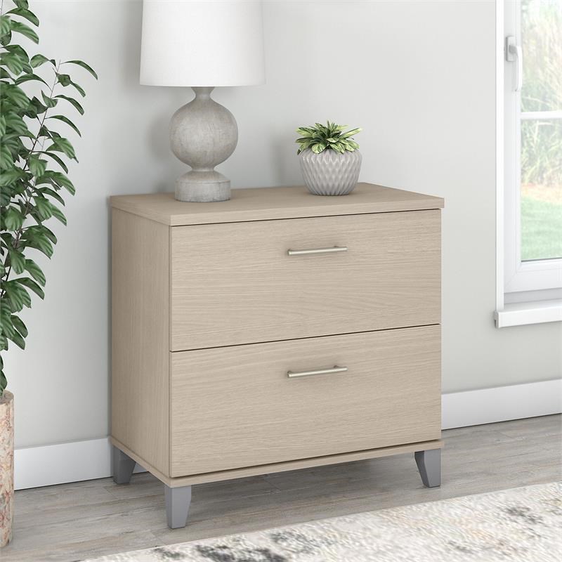 Somerset 2 Drawer Lateral File Cabinet in Sand Oak - Engineered Wood