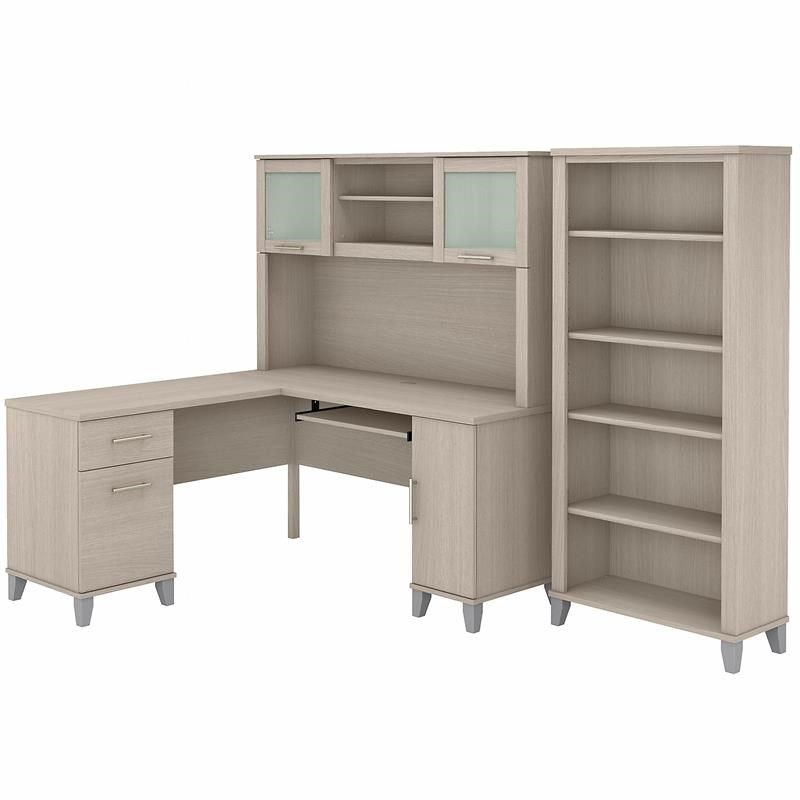 Somerset 60w L Desk With Hutch And, Computer Desk With Hutch And Matching Bookcase