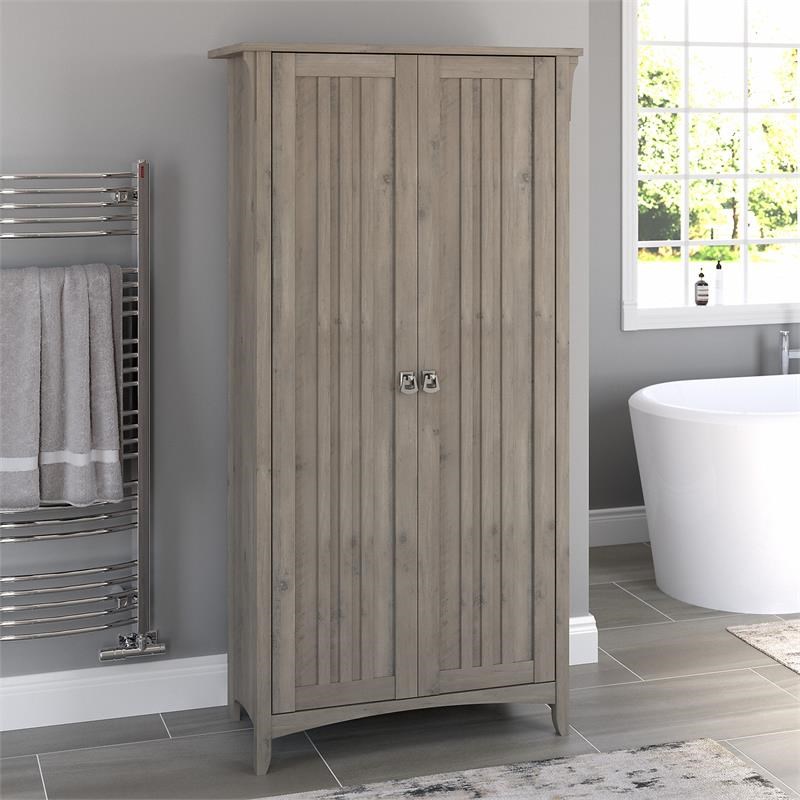 Salinas Bathroom Storage Cabinet with Doors in Driftwood Gray ...