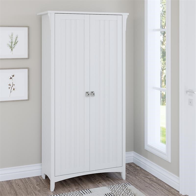 Salinas Tall Storage with Doors in White Engineered Wood