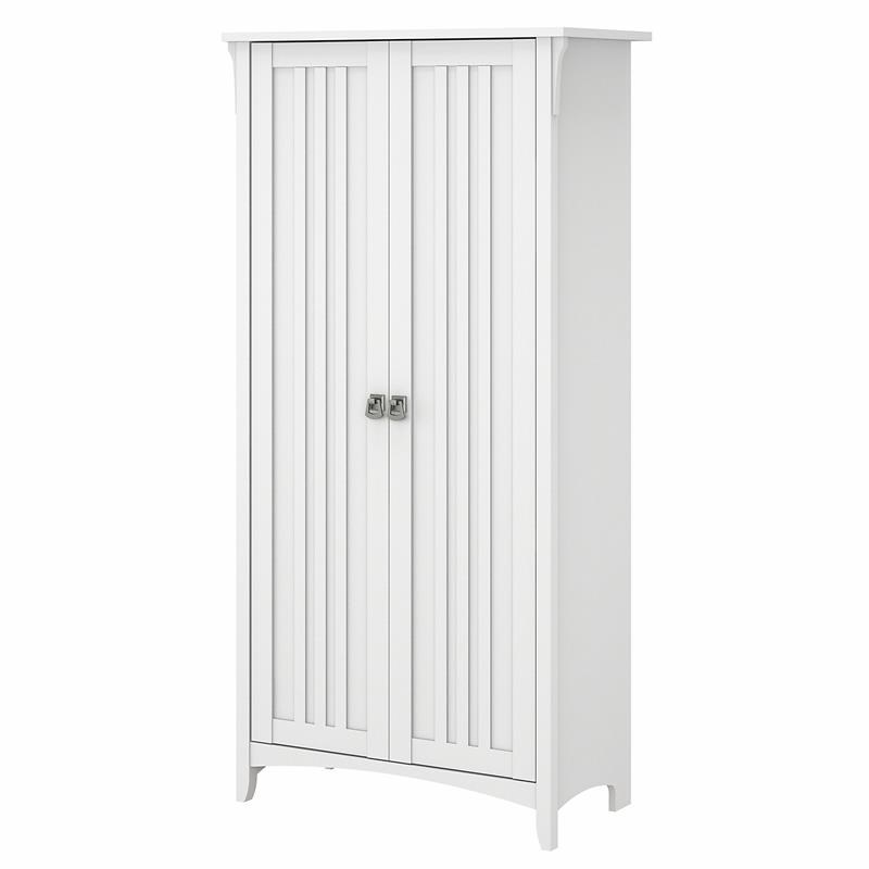 Salinas Tall Storage Cabinet With Doors, Tall White Cabinet With Doors And Shelves