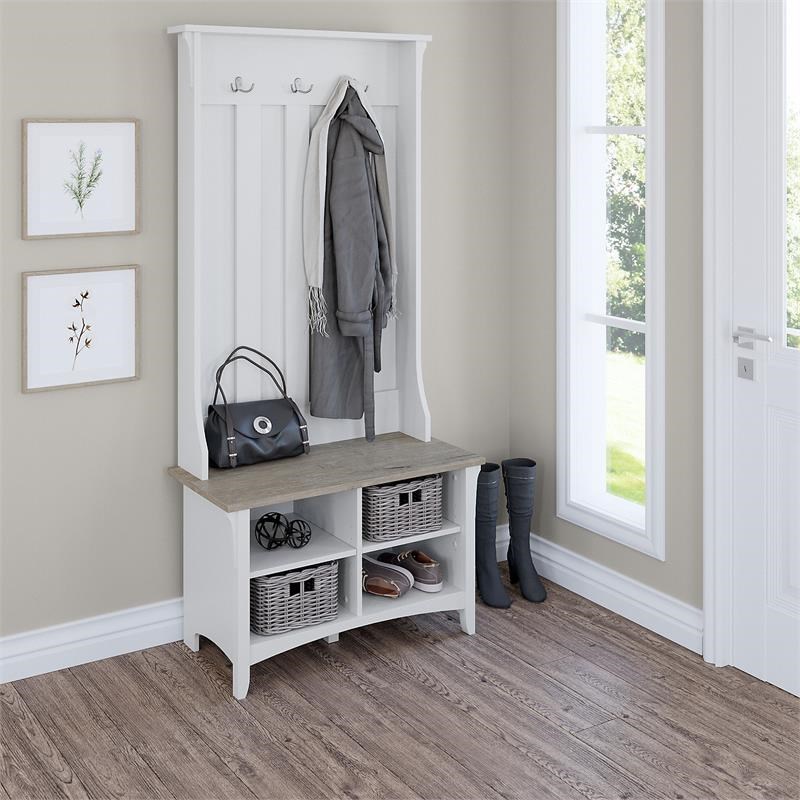 bush furniture salinas hall tree with shoe storage bench