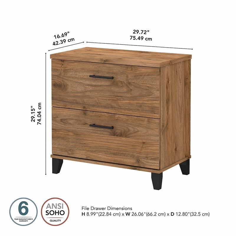 Somerset 2 Drawer Lateral File Cabinet in Fresh Walnut - Engineered Wood
