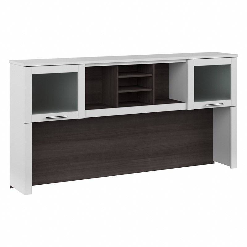 Somerset 72W Desk Hutch in White and Storm Gray - Engineered Wood