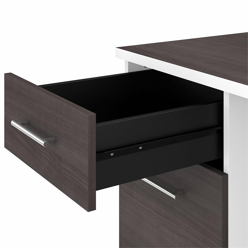 Somerset 60W Office Desk with Drawers in White and Storm Gray - Engineered Wood