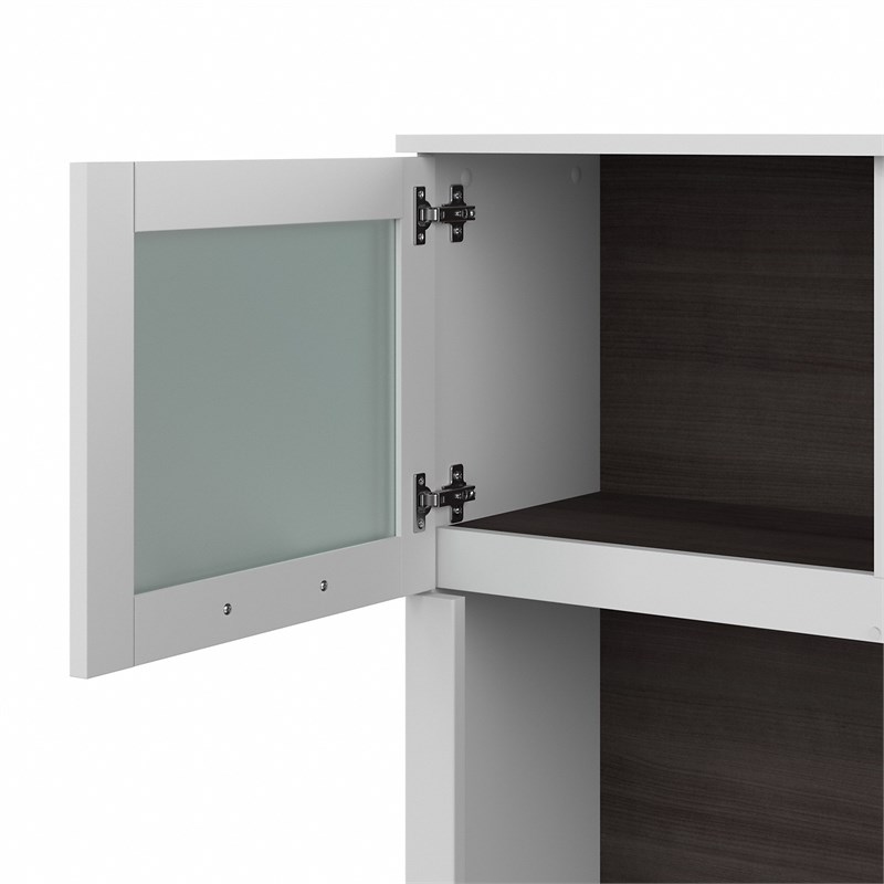 Somerset 60W Desk Hutch in White and Storm Gray - Engineered Wood