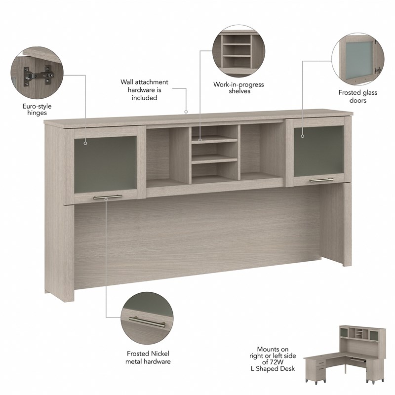 Bush Business Furniture Somerset 72W Desk Hutch in Sand Oak - Engineered Wood