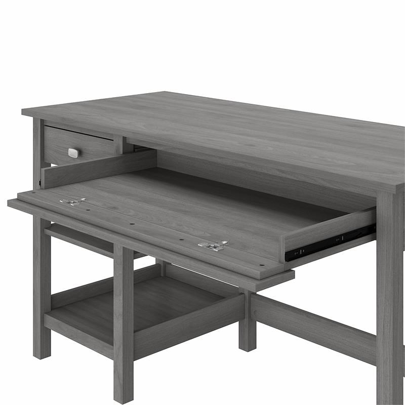 Bush Furniture Broadview 54W Computer Desk with Shelves in Modern Gray