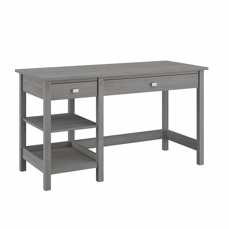 Bush Furniture Broadview 54W Computer Desk with Shelves in Modern Gray