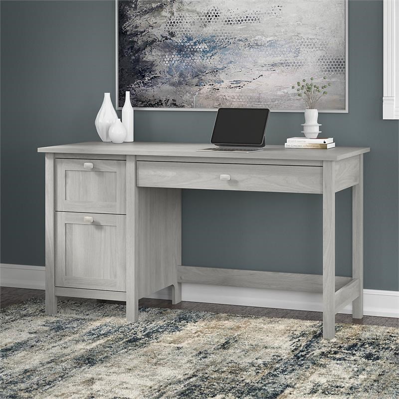 Broadview 54W Computer Desk with Drawers in Modern Gray - Engineered Wood