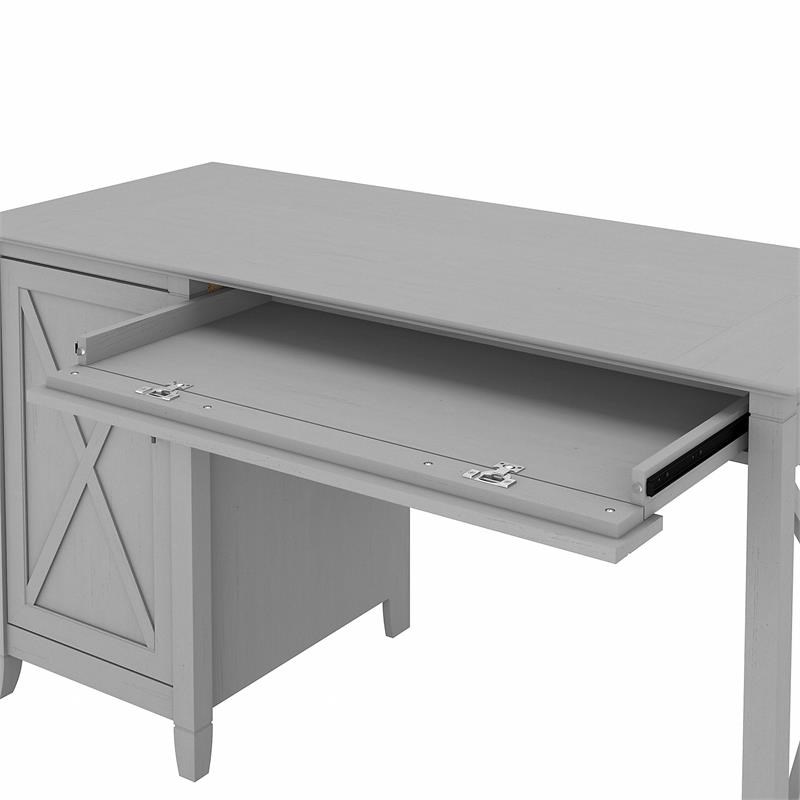 Key West 54W Computer Desk with Storage in Cape Cod Gray - Engineered Wood