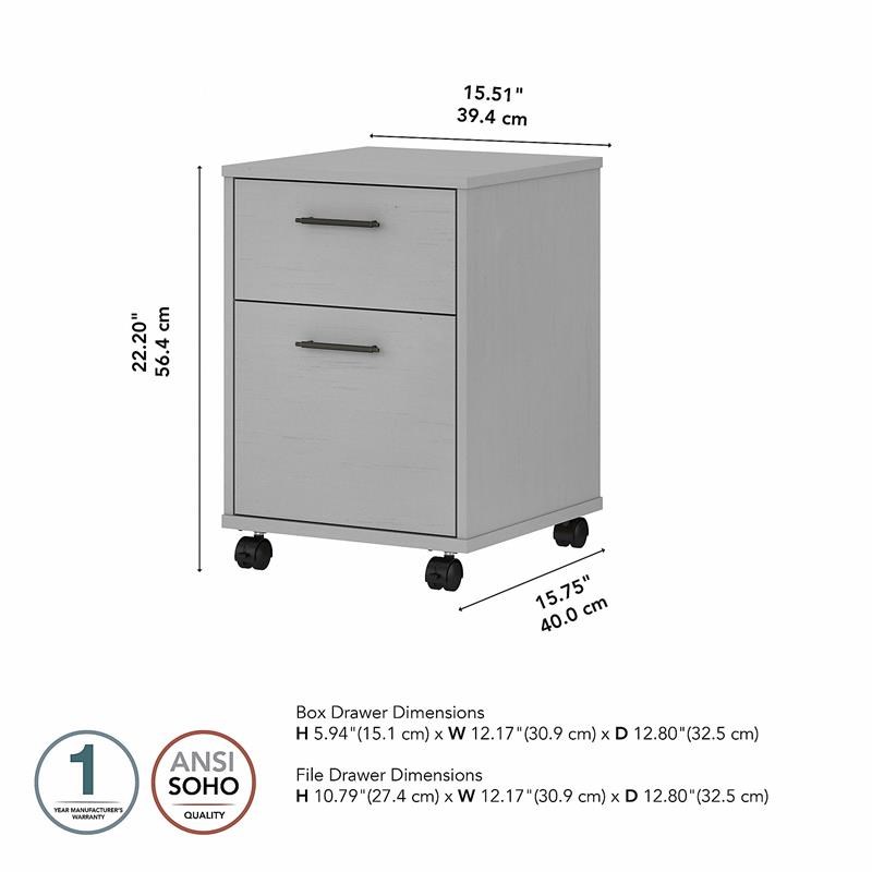 Key West 2 Drawer Mobile File Cabinet in Cape Cod Gray - Engineered Wood