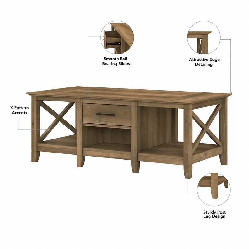 Key West Living Room Table Set in Reclaimed Pine - Engineered Wood