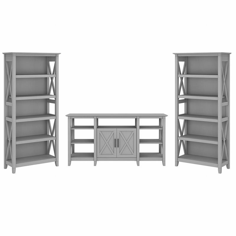 Cape Cod Gray Engineered Wood, Tv Console With Matching Bookcases