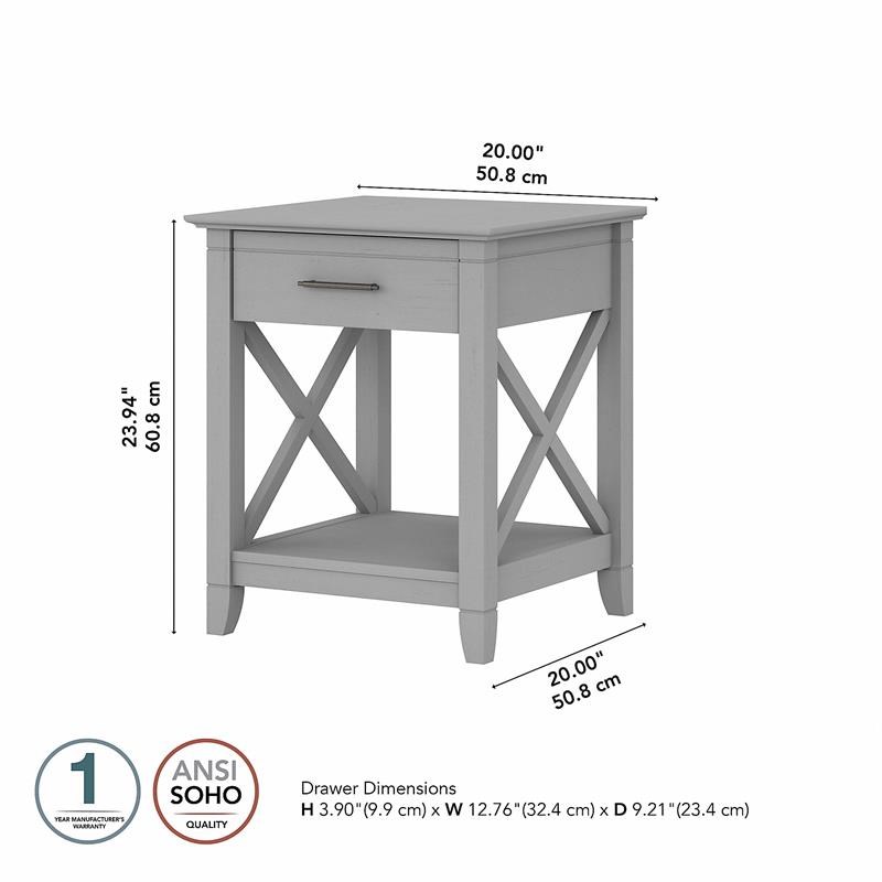 Key West End Table with Storage in Cape Cod Gray - Engineered Wood
