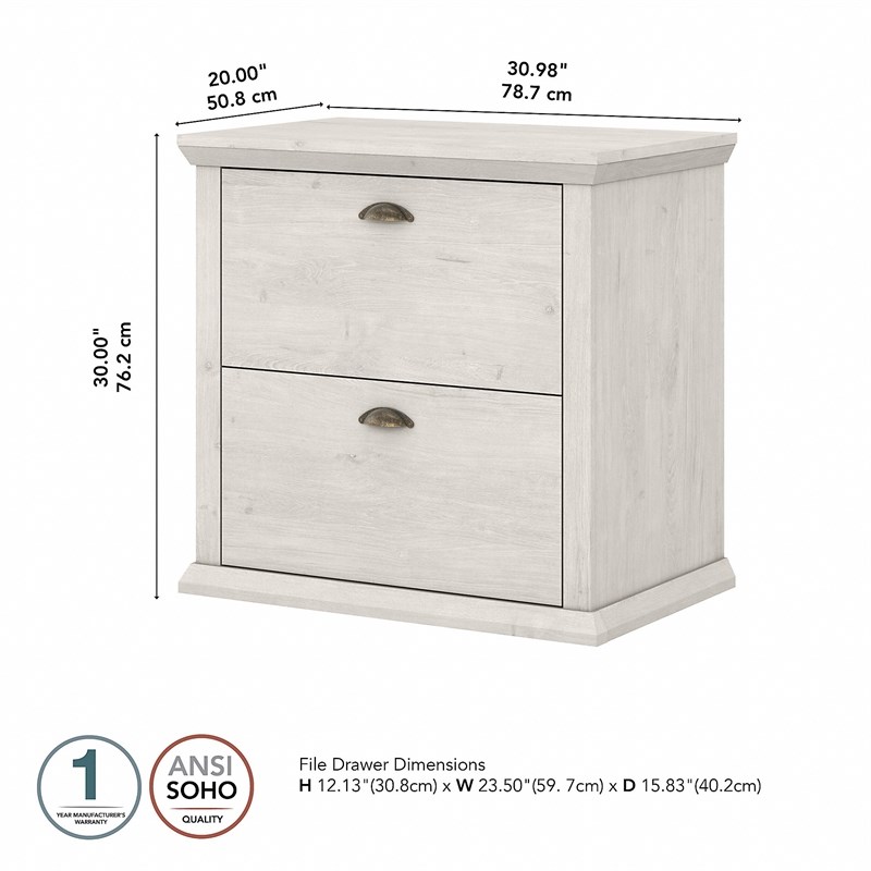 Yorktown 2 Drawer Lateral File Cabinet in Linen White Oak - Engineered Wood