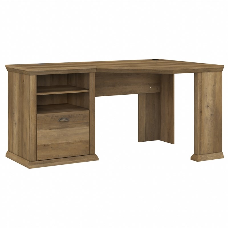 Yorktown 60W Corner Desk with Storage in Reclaimed Pine - Engineered Wood