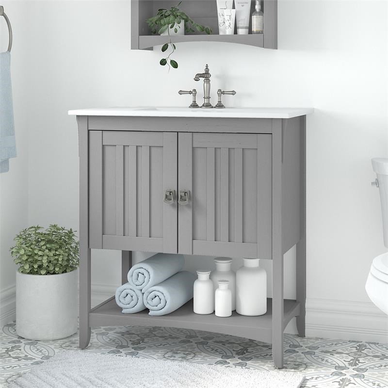Salinas 32W Bathroom Vanity with Sink in Cape Cod Gray - Engineered Wood
