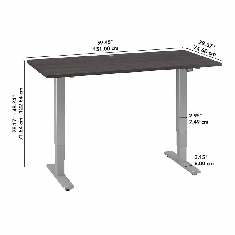 Cabot 60W Electric Height Adjustable Standing Desk in Gray - Engineered Wood