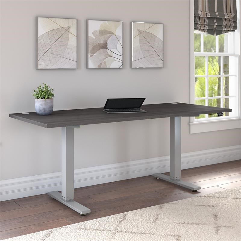 Cabot 72W Electric Height Adjustable Standing Desk in Gray - Engineered Wood