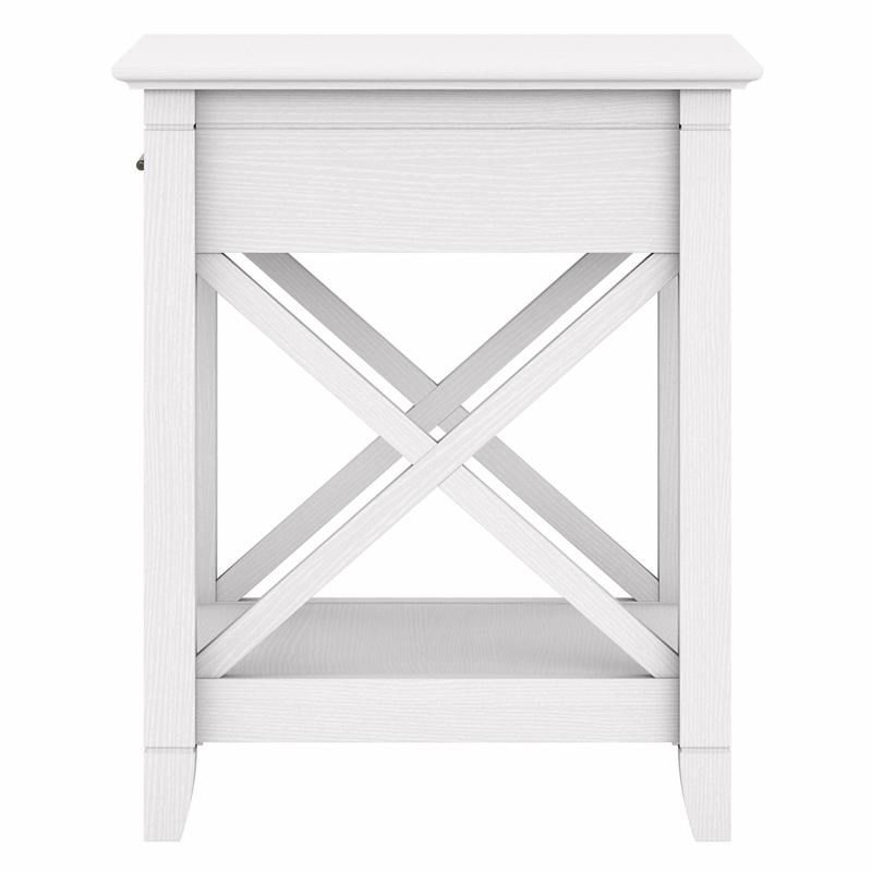 Key West End Table with Storage in Pure White Oak Engineered Wood