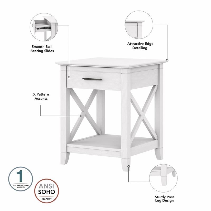 Key West End Table with Storage in Pure White Oak Engineered Wood