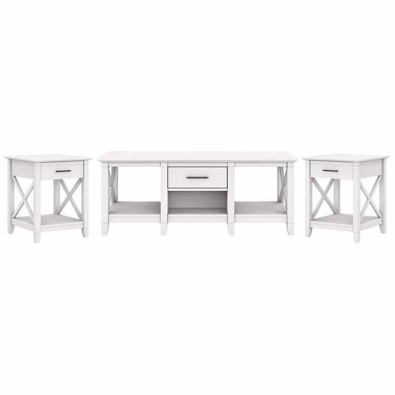 Key West Coffee Table with End Tables in Pure White Oak - Engineered Wood